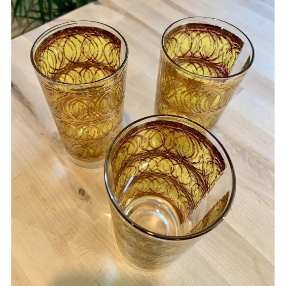 Vintage 1960s George Briard Gold Circle Whiskey Glasses Set of 3 - Picture 4 of 6